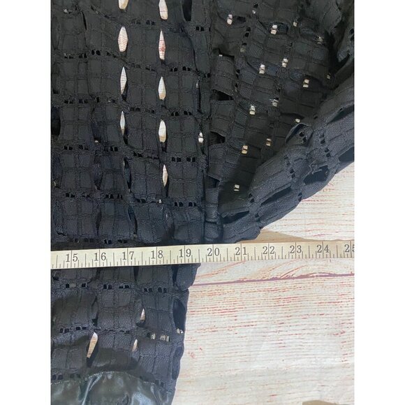 Tov Los Angeles Women's Black Cut Our Long Sleeve Pull Over Crop Top - 44 - Picture 9 of 16